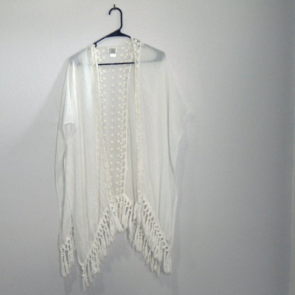 Melrose and Market Off-White Fringe Beach Cover-Up – One Size